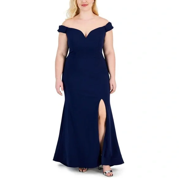 B Darlin | Dresses | B Darlin Womens Crepe Laceup Prom Evening Dress Gown  Navy Blue 8w | Poshmark